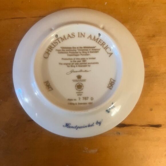 VTG "CHRISTMAS EVE AT THE WHITE HOUSE" PLATE BING & GRONDAHL 1987 DENMARK N/R - Picture 4 of 4